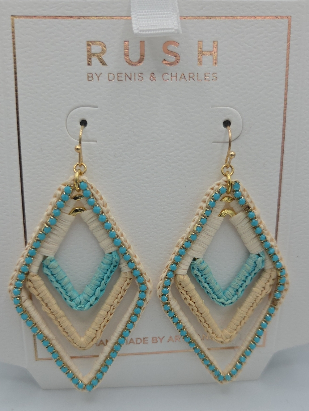 5 for $25! RUSH by Denis & Charles Turquoise Color Cream Geometric Drop Earrings